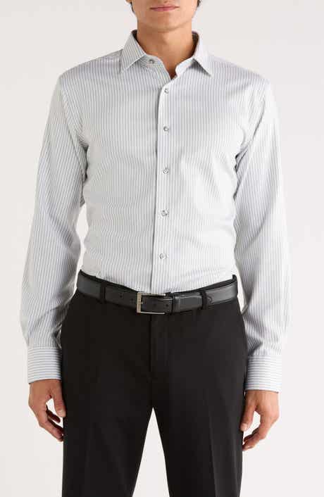 Lorenzo Uomo Trim Fit Stripe Textured Stretch Dress Shirt