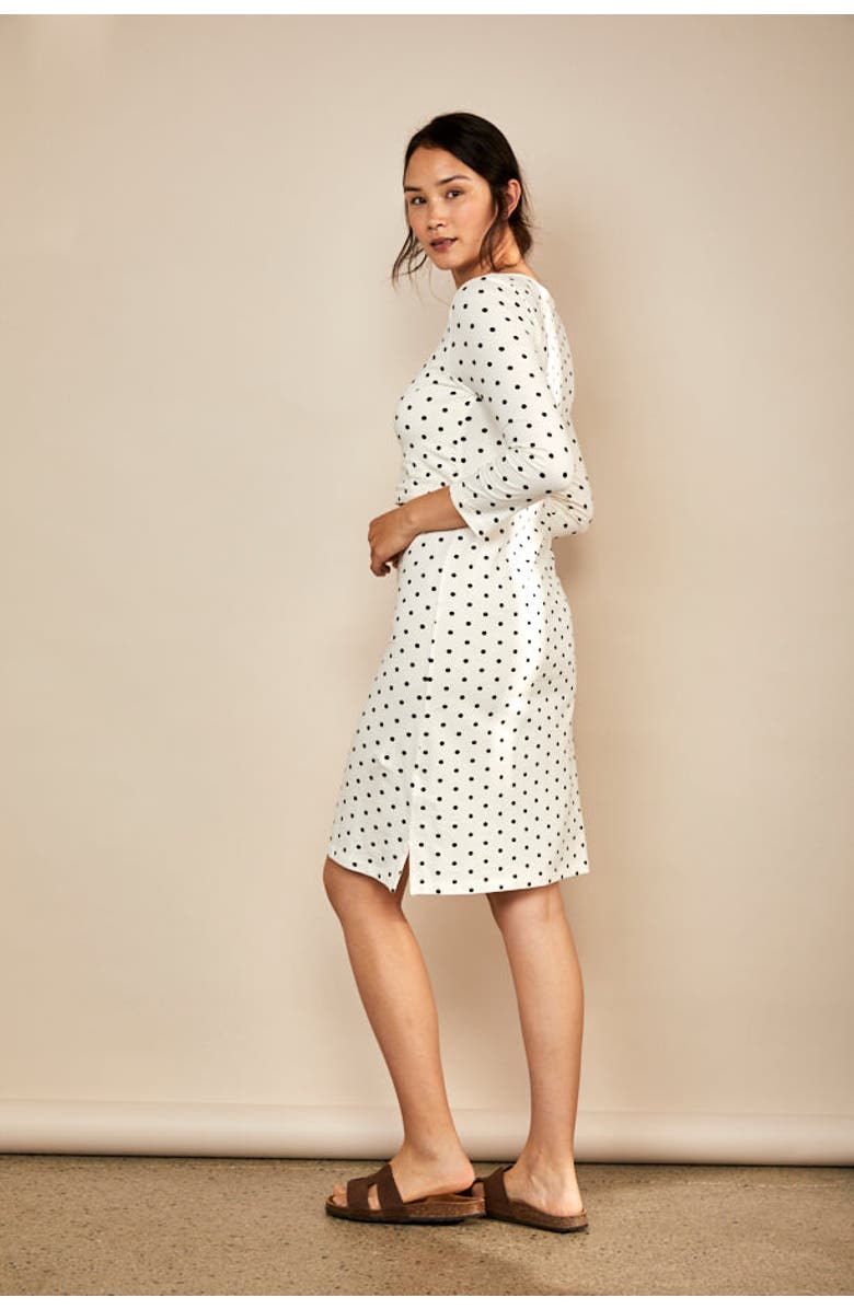 The Bshirt Nursing 3/4 Sleeve Dress, Alternate, color, Cream/Black Spots