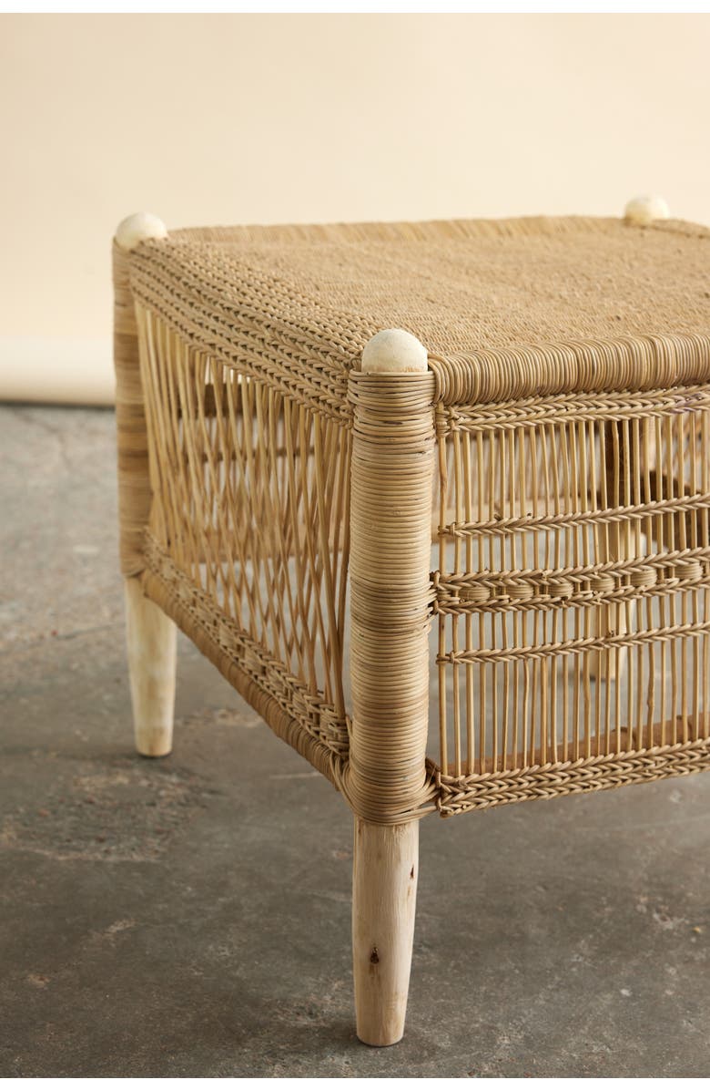 kanju Interiors Malawi Cane Stool, Alternate, color, Black