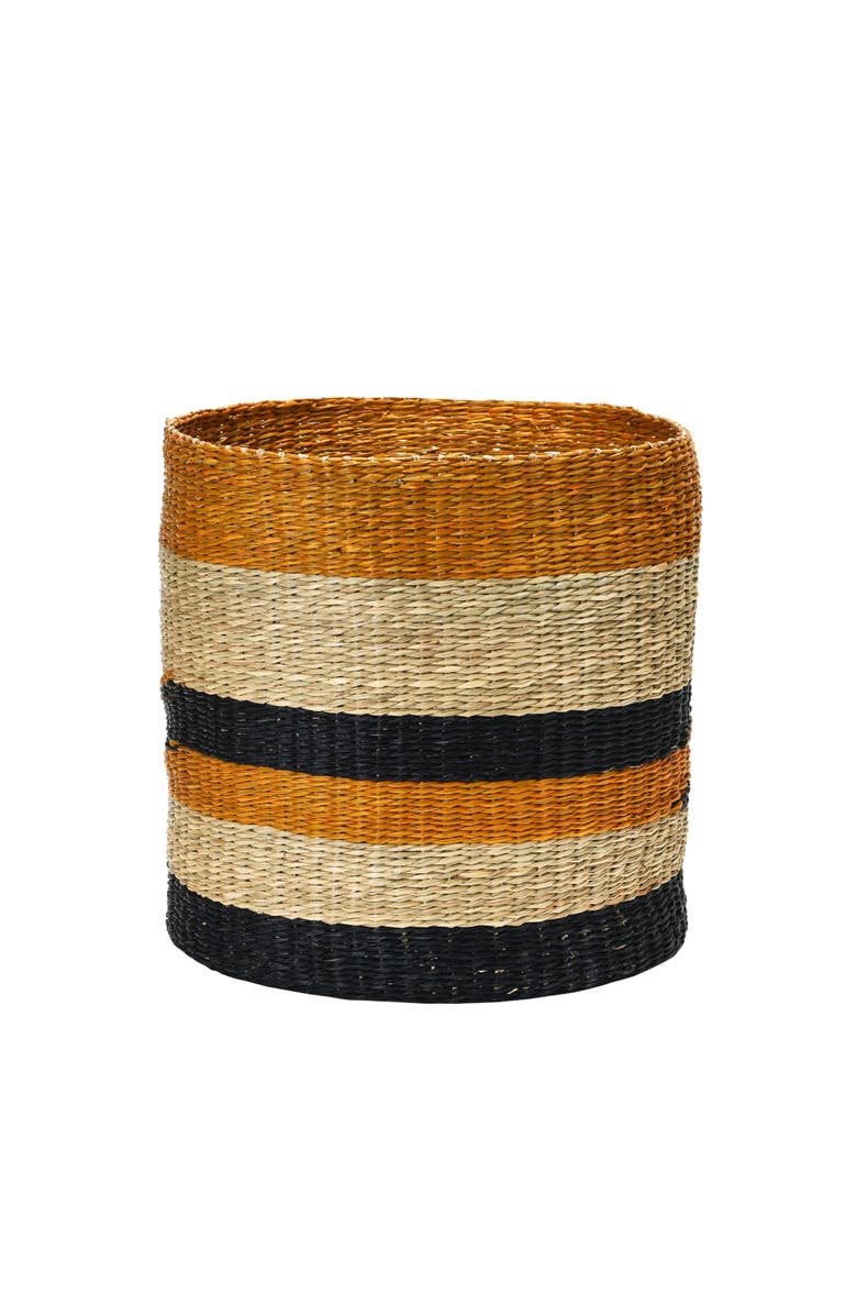 Storied Home Hand-Woven Seagrass Baskets with Design, Set of 2, Main, color,