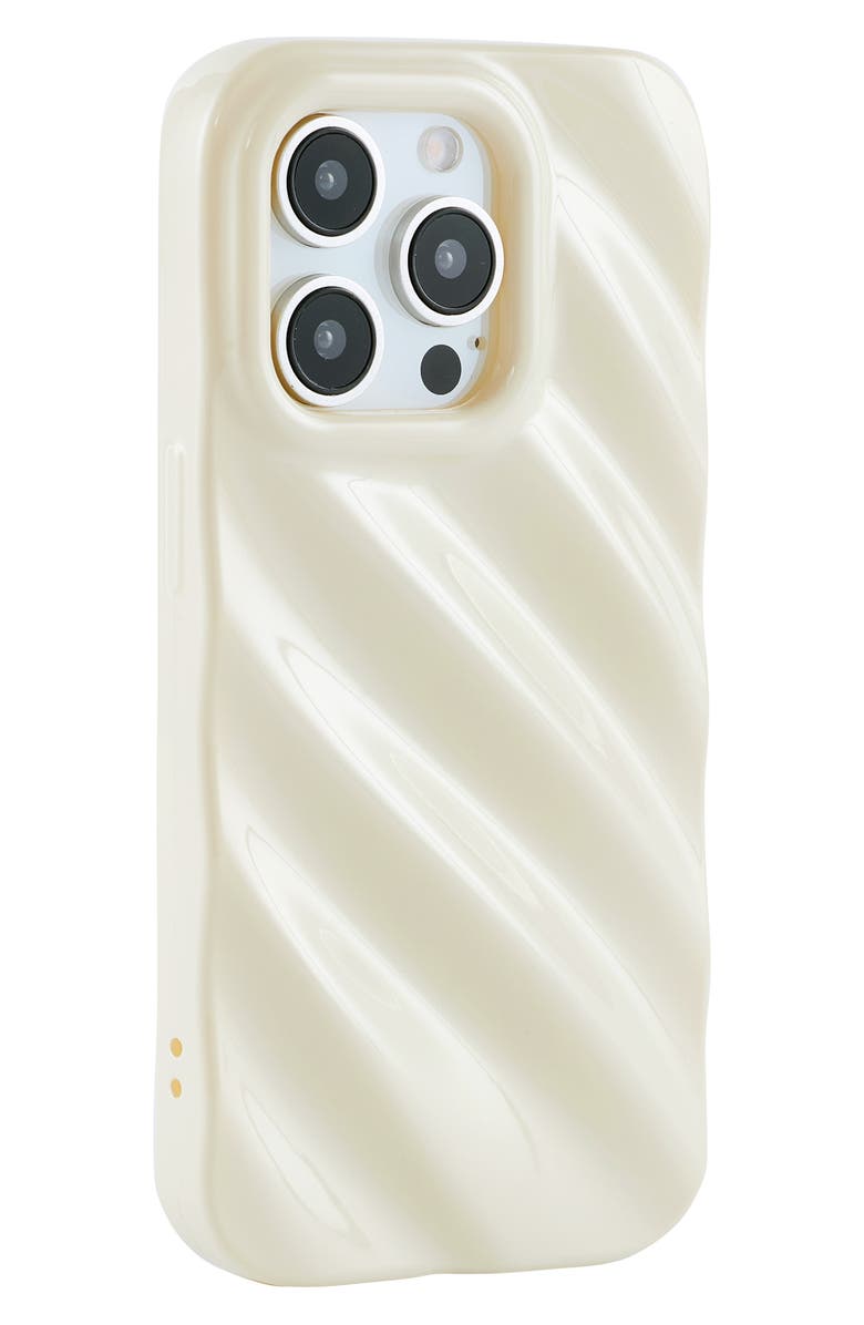 Auramma Silk Look Wavy iPhone 14 Pro Case, Alternate, color, Cream