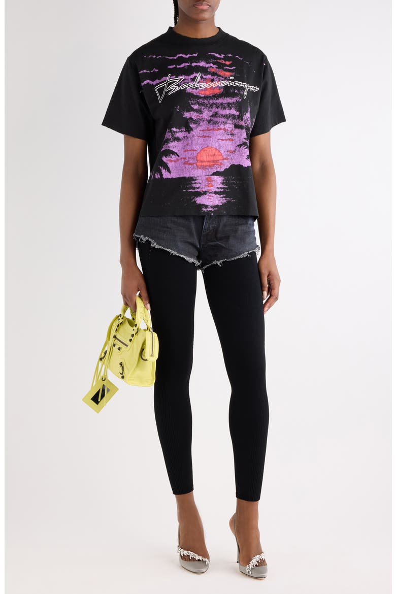 Medium Fit Distressed Sacré Couer Graphic T-Shirt, Main, color, 1000 BLACK