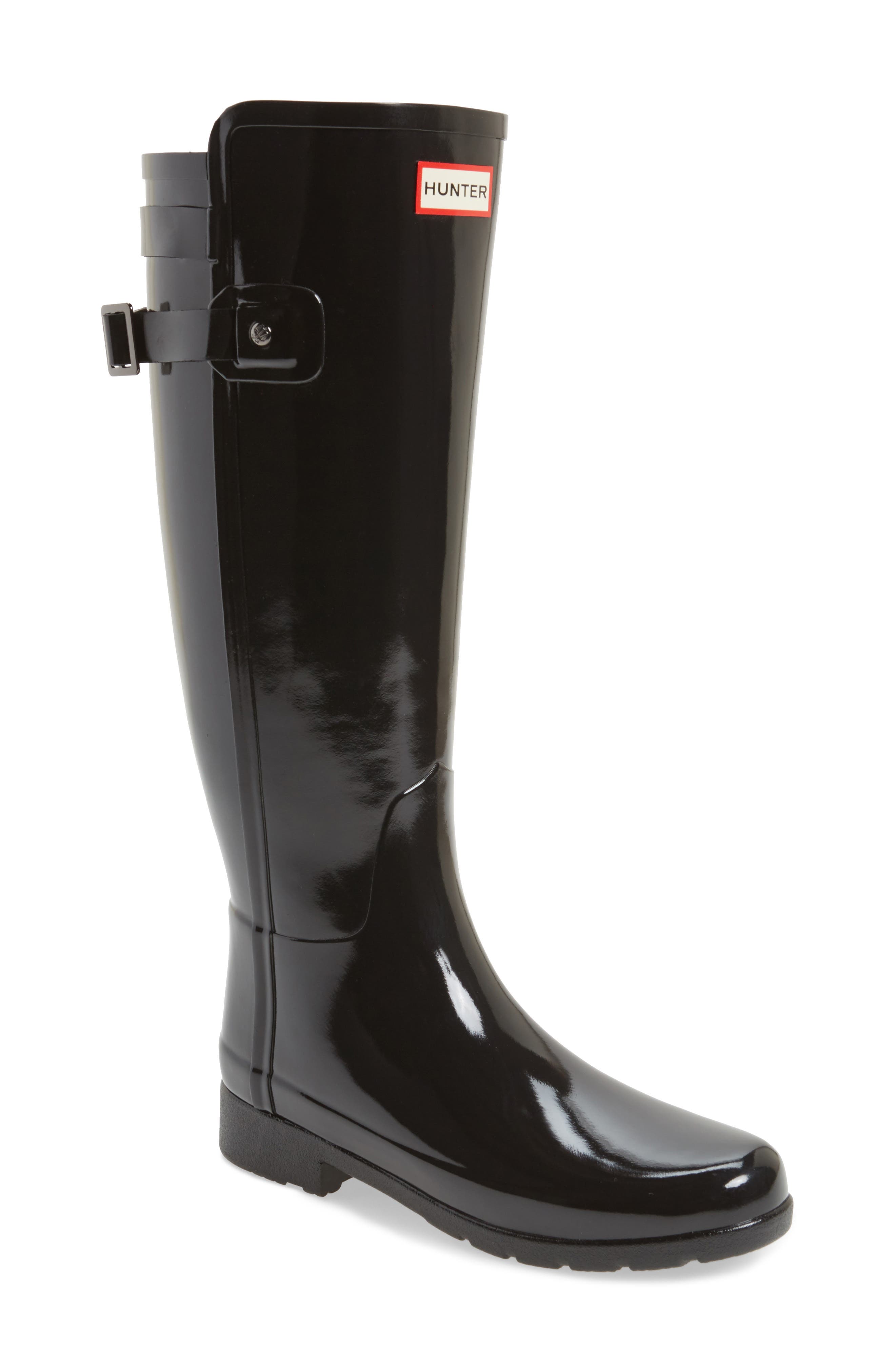 Original Refined High Gloss Rain Boot, Main, color, BLACK