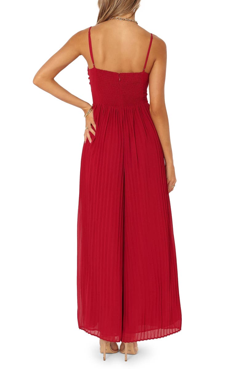 Petal & Pup Alice Pleated Wide Leg Jumpsuit, Alternate, color, Red