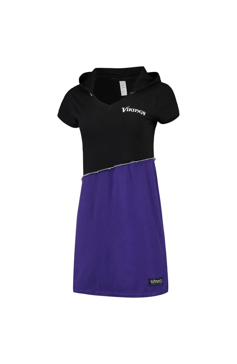 REFRIED APPAREL Women's Refried Apparel Black/Purple Minnesota Vikings Sustainable Hooded Mini Dress, Main, color, Black