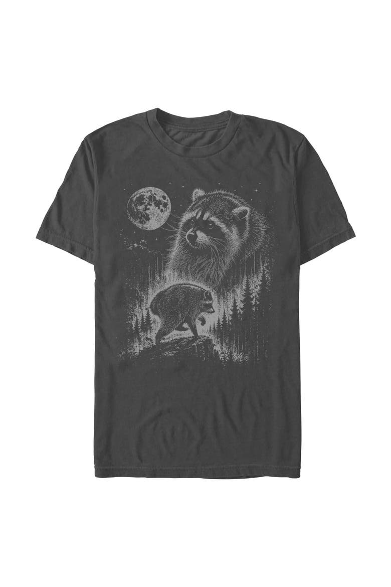Men's Jimothy the Raccoon Forest Moon Short Sleeve T-Shirt, Main, color, Charcoal