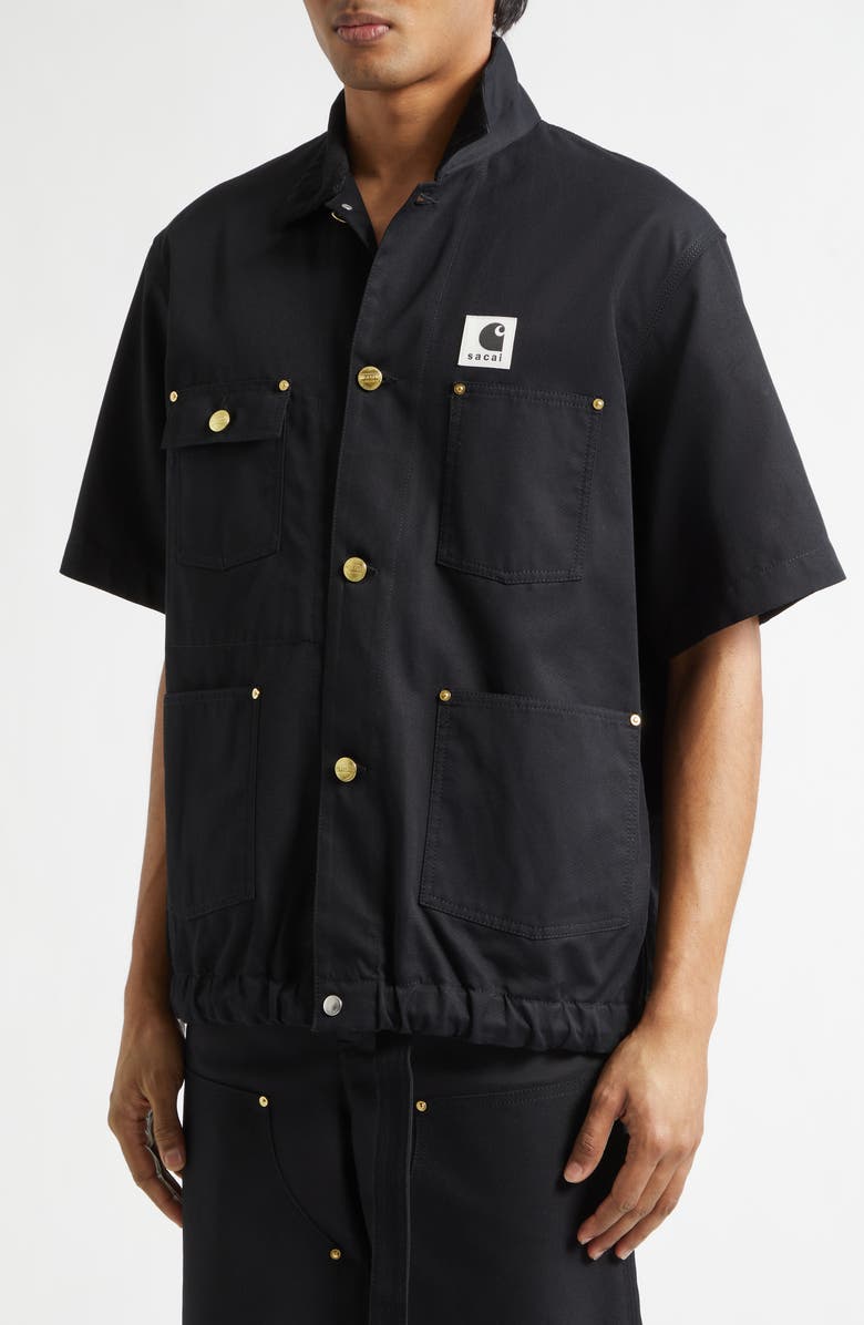 Sacai Carhartt WIP Duck Canvas Shirt, Alternate, color, Black
