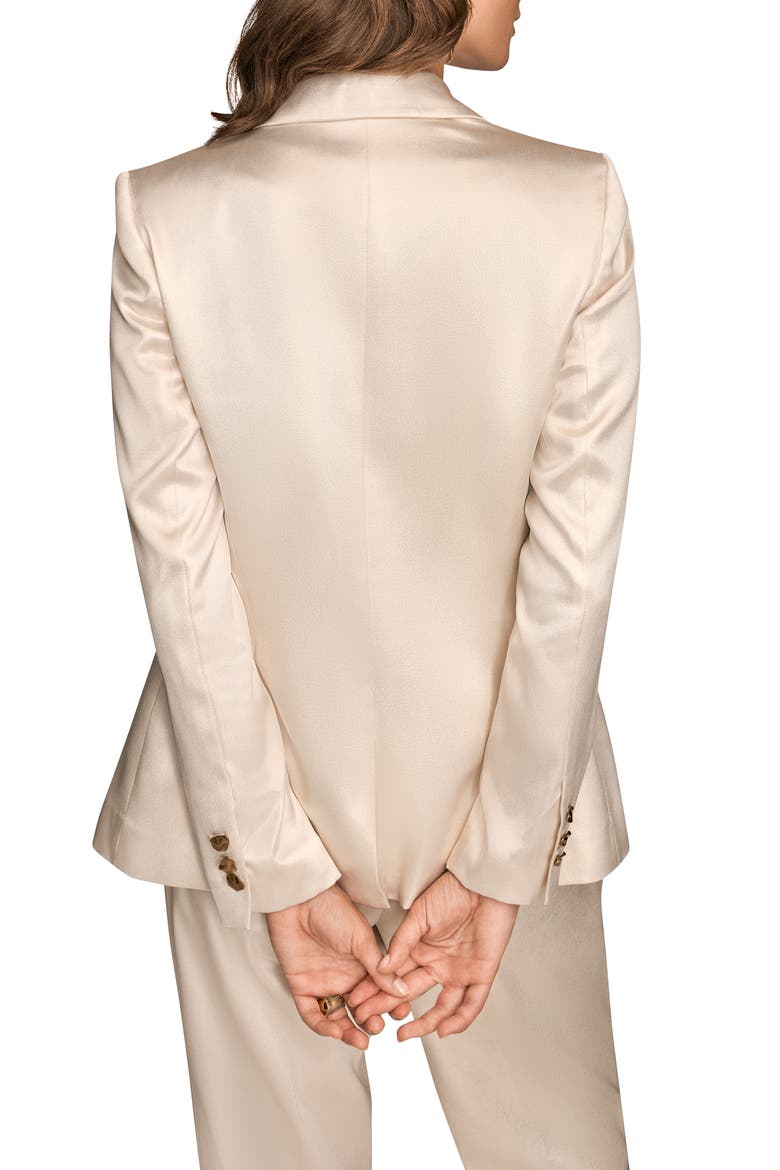 Satin One-Button Blazer, Alternate, color, IVORY