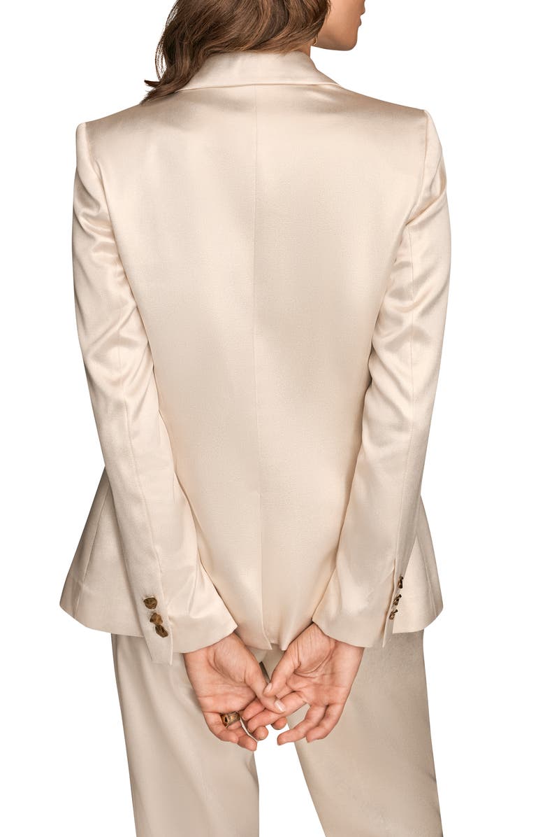 Donna Karan New York Satin One-Button Blazer, Alternate, color, Ivory