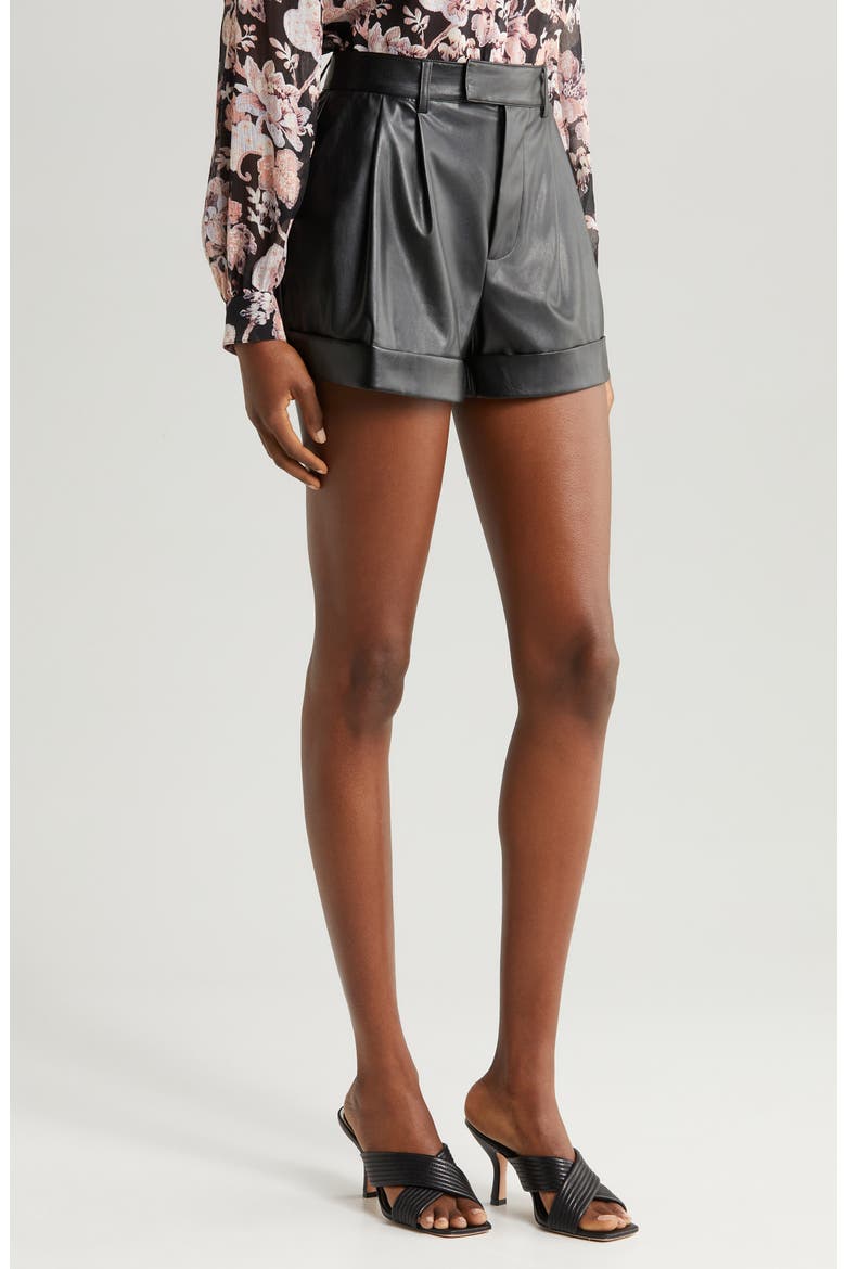 Bistro Faux Leather Shorts, Alternate, color, BLACK