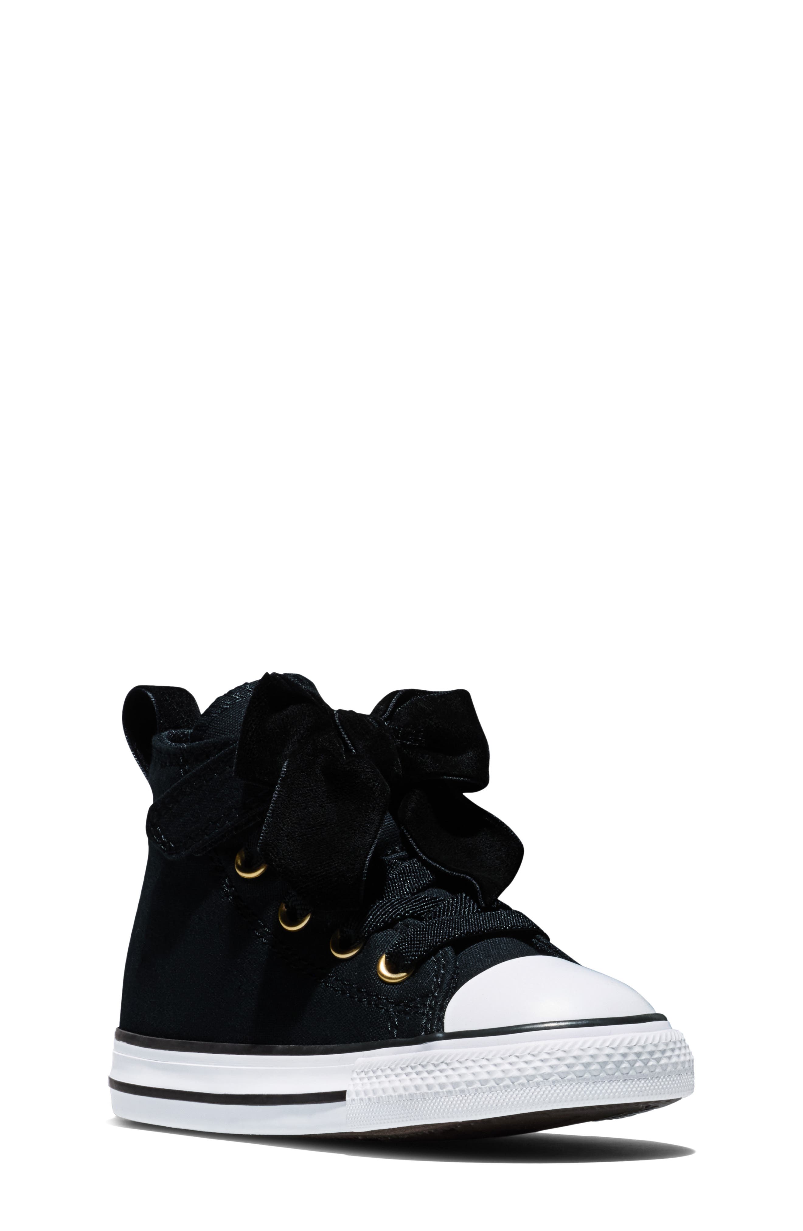 Kids' Chuck Taylor All Star Easy-On Bow High Top Sneaker, Main, color, BLACK/ WHITE/ PETAL PIT