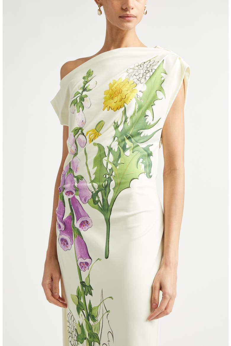 Foxglove Sketch Off the Shoulder Jersey Dress, Alternate, color, BUTTER MULTI