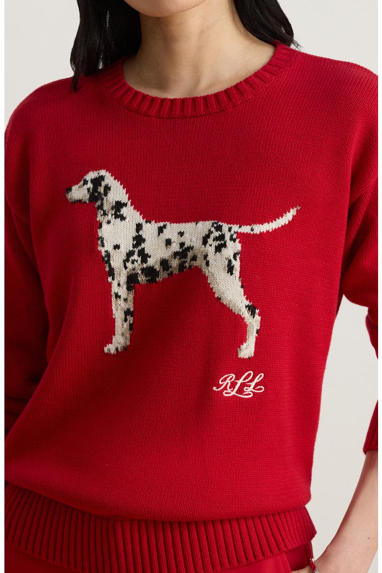 Dalmatian Combed Cotton Sweater, Alternate, color, RALPH RED