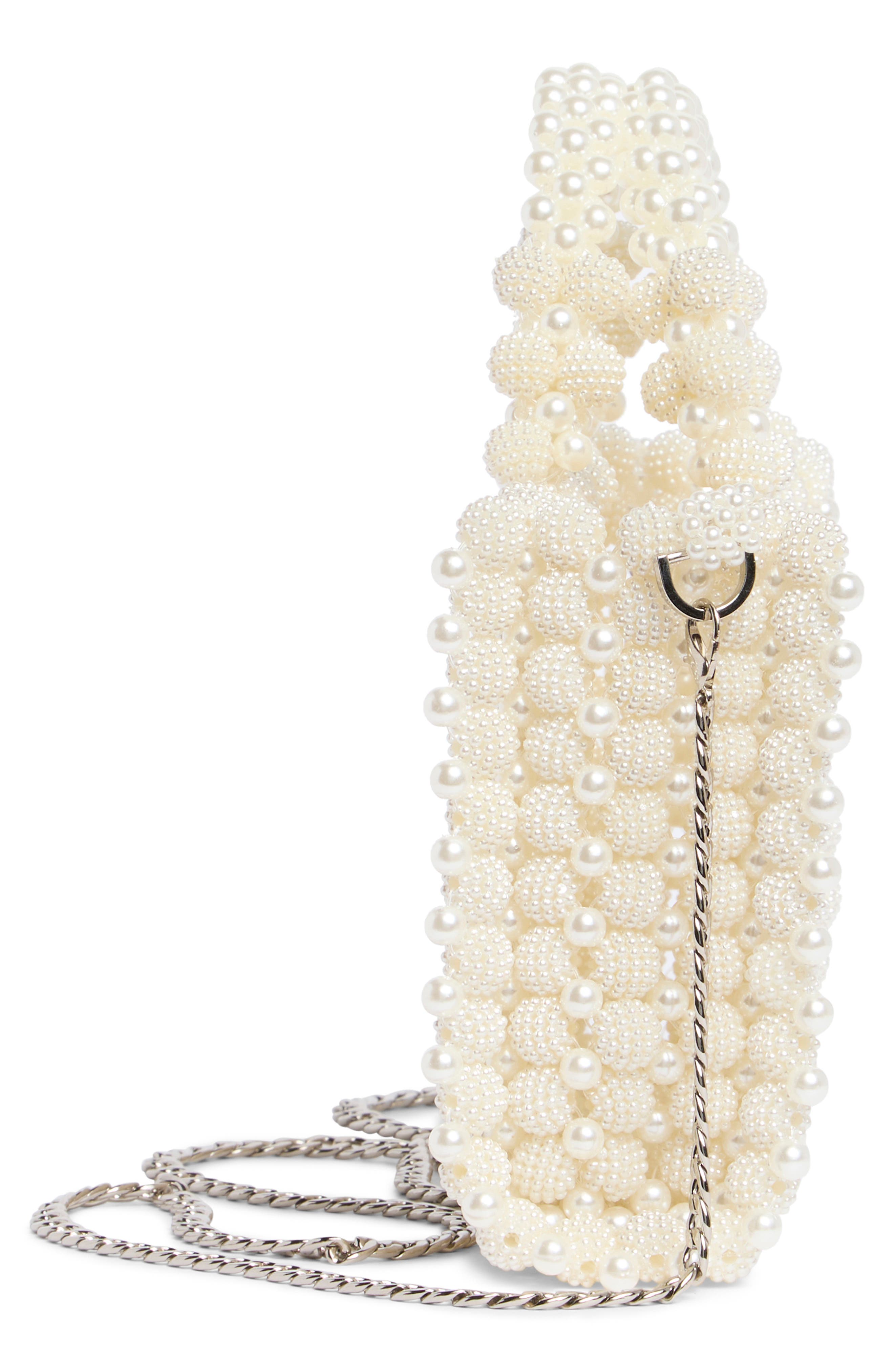 Sally Imitation Pearl Top Handle Bag, Alternate, color, IVORY