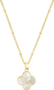 Adornia Mother-of-Pearl Clover Initial Pendant Necklace