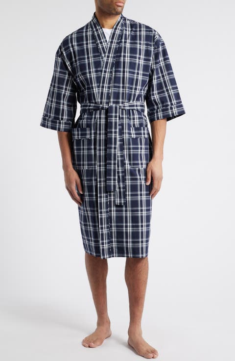 Plaid Cotton Oxford Cloth Robe