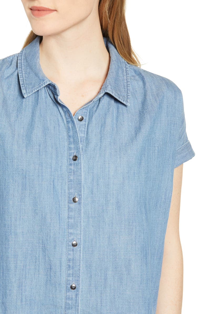 Caslon<sup>®</sup> Chambray Camp Shirt, Alternate, color, 