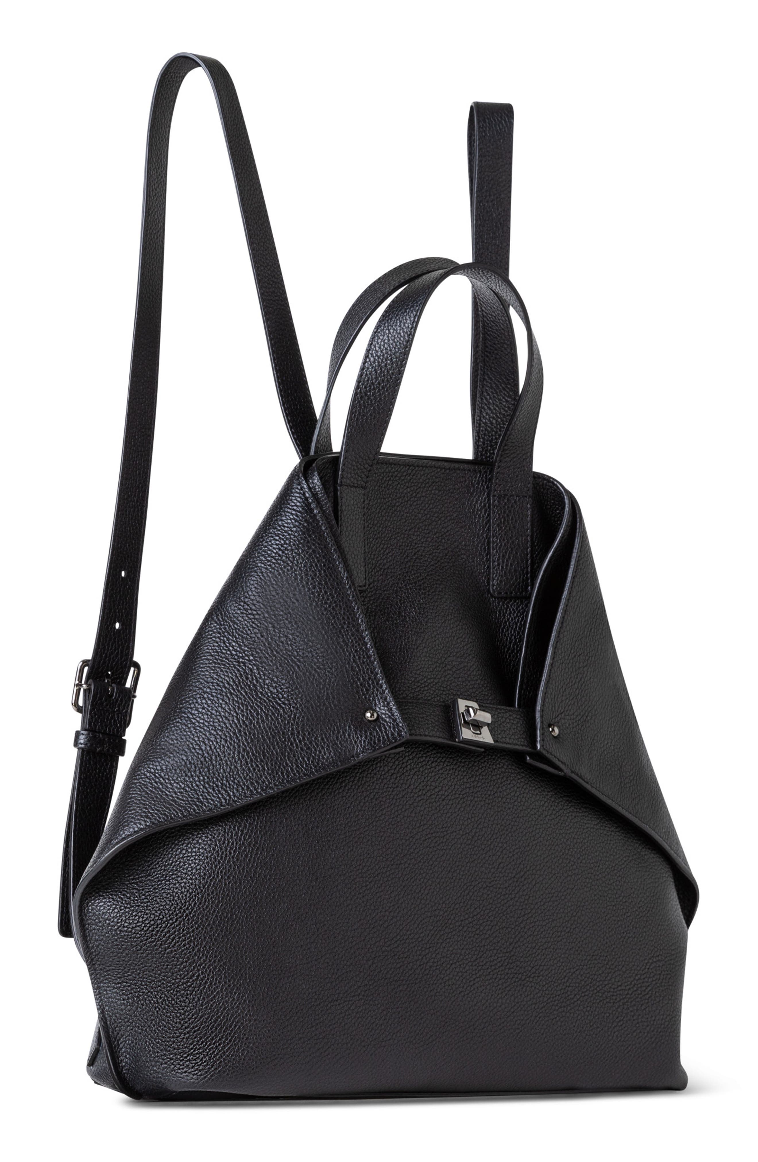 Akris Medium Ai Leather Backpack/Tote Bag, Alternate, color, Black