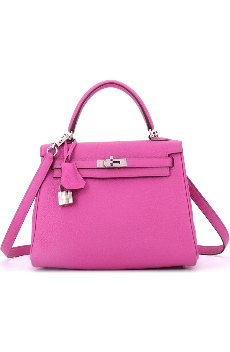 Pre-Owned Hermes Kelly Handbag Pink Togo with Palladium Hardware 25, Main, color, Magnolia