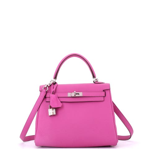 Kelly Handbag Pink Togo with Palladium Hardware 25