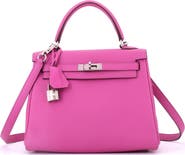 Pre-Owned Hermes Kelly Handbag Pink Togo with Palladium Hardware 25