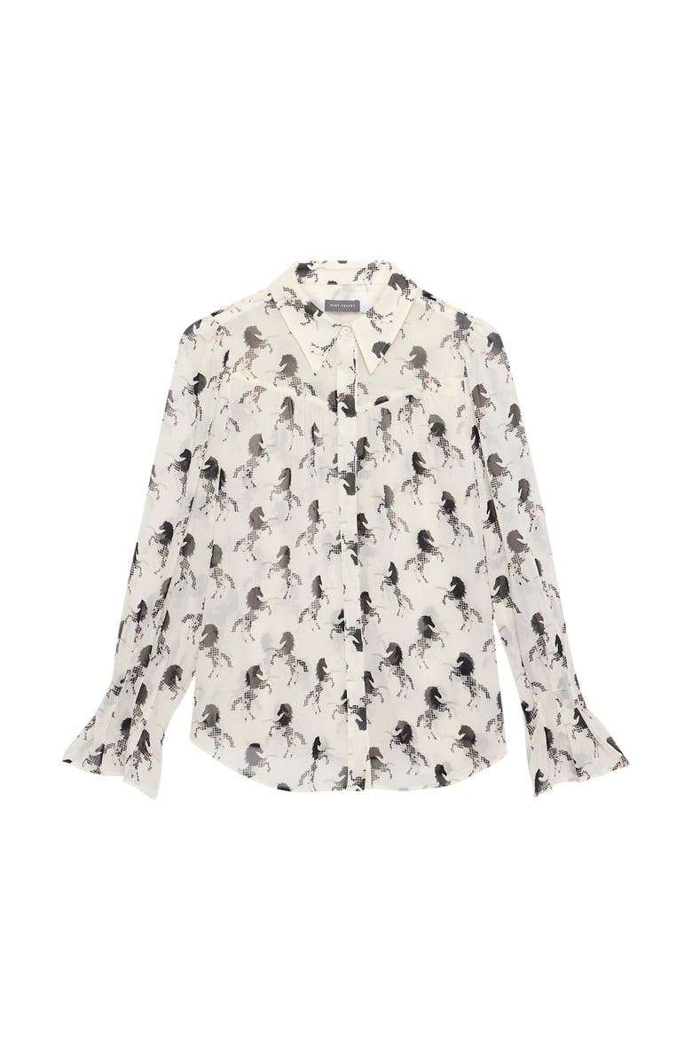 MINT VELVET Horse Print Sheer Blouse, Alternate, color, Cream
