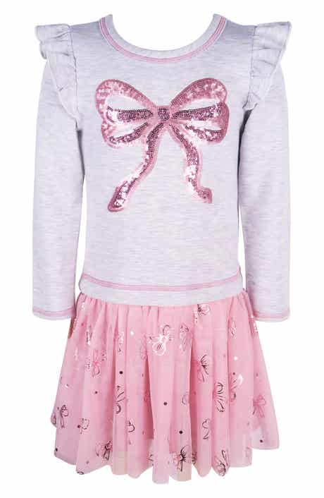 Zunie Kids' Long Sleeve Sequin Combo Tutu Dress