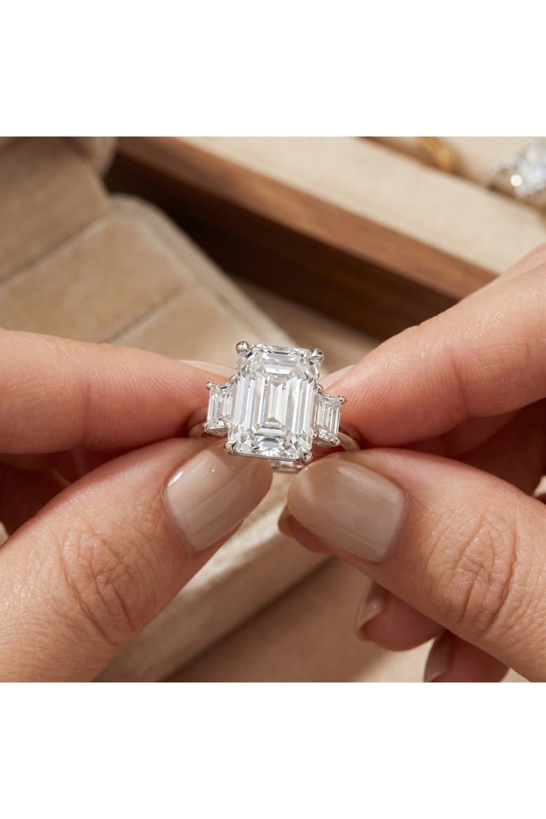Certified 6 3/4Ct Rachel Emerald Cut Diamond Engagement Ring 14k Gold, Alternate, color, 14k Yellow Gold