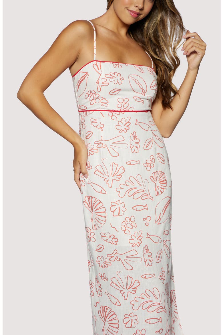 Seaside Brunch Mixed Print Maxi Dress, Alternate, color, CREAM RED