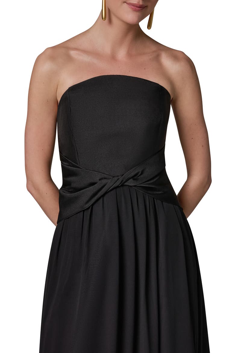 Strapless Mixed Media Gown, Alternate, color, BLACK
