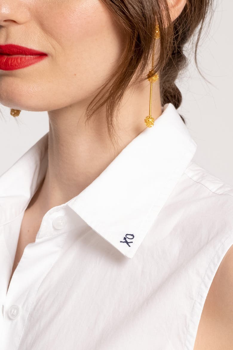 Lizzie Pointed Collar Shell Cotton, Alternate, color, White