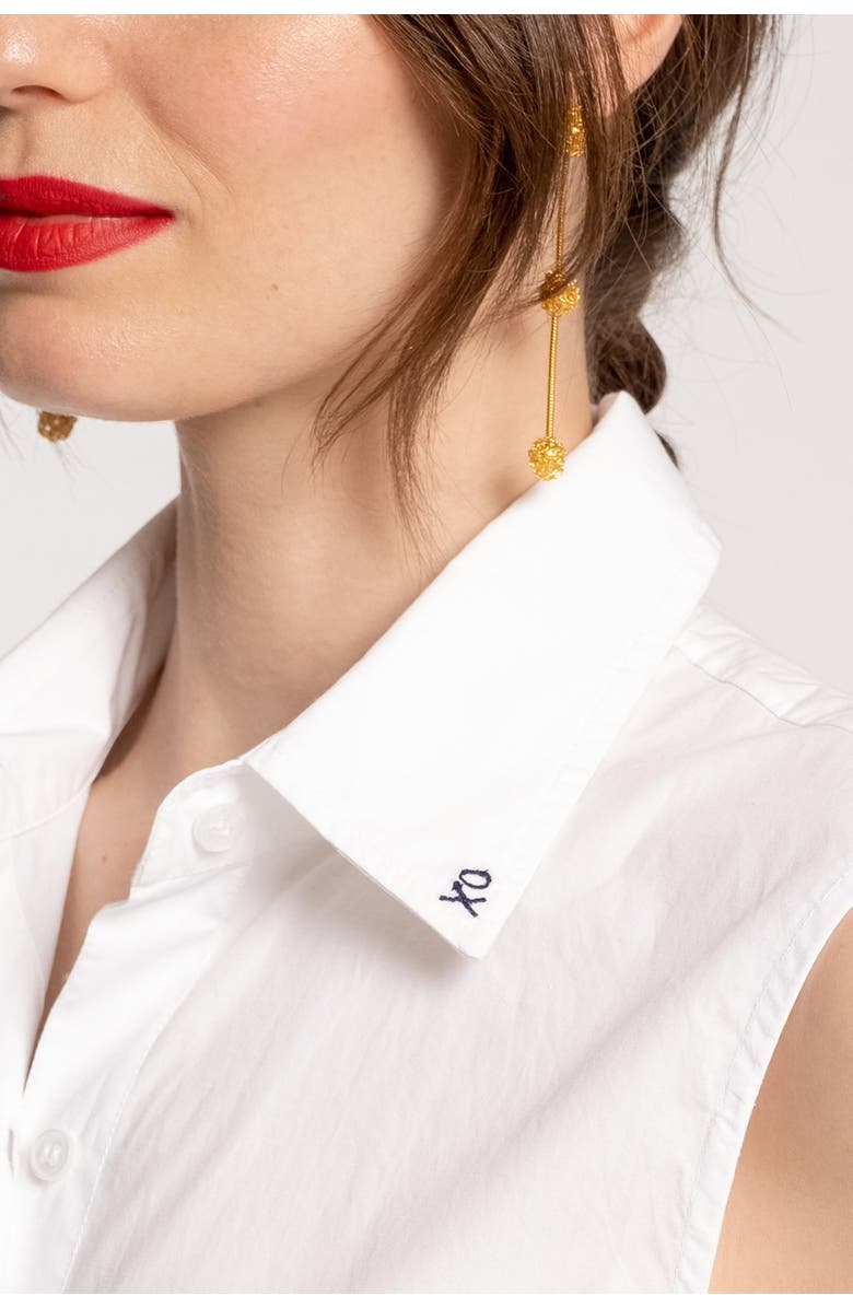 Frances Valentine Lizzie Pointed Collar Shell Cotton, Alternate, color, White