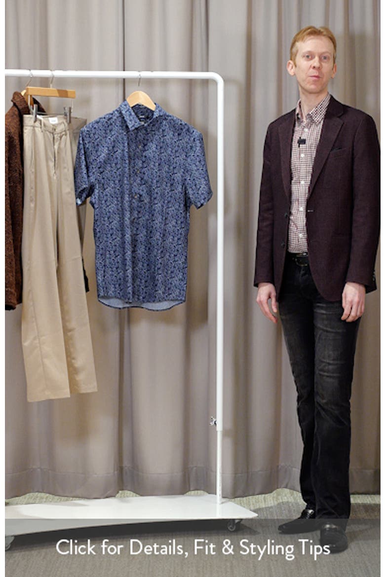 Slim Fit Floral Stem Short Sleeve Performance Button-Up Shirt video
