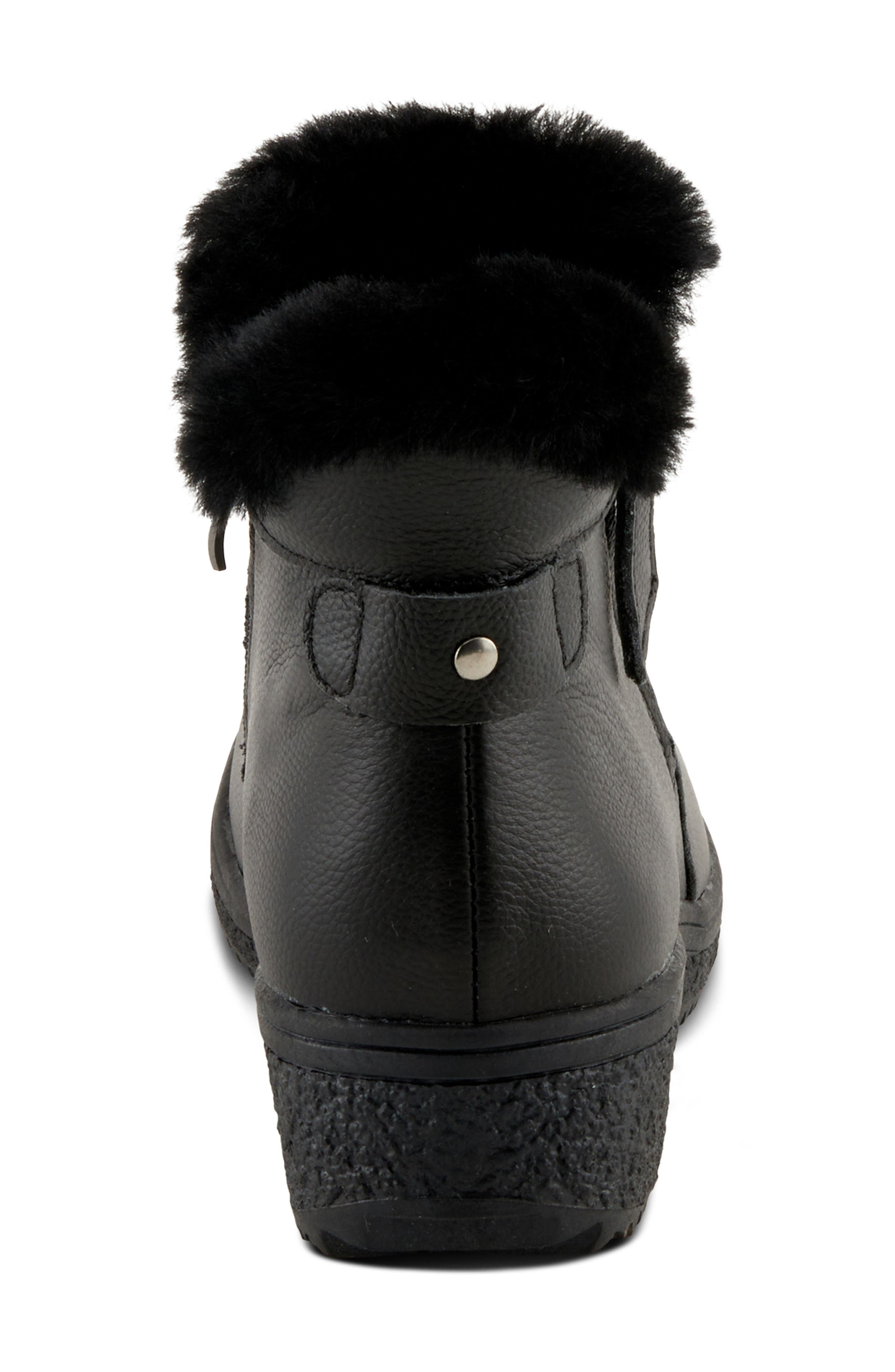 Spring Step Republic Water Resistant Bootie With Faux Fur Trim, Alternate, color, Black