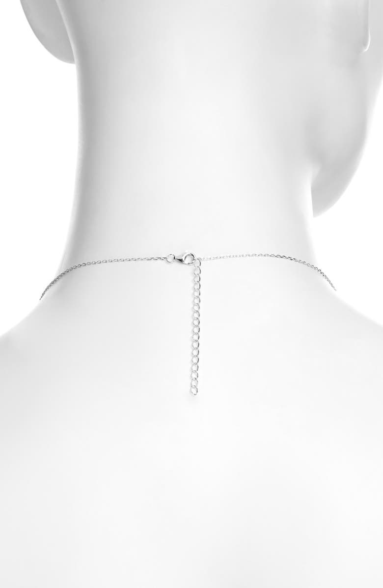 ATHRA LUXE Cubic Zirconia Bow Initial Pendant Necklace, Alternate, color, A Silver