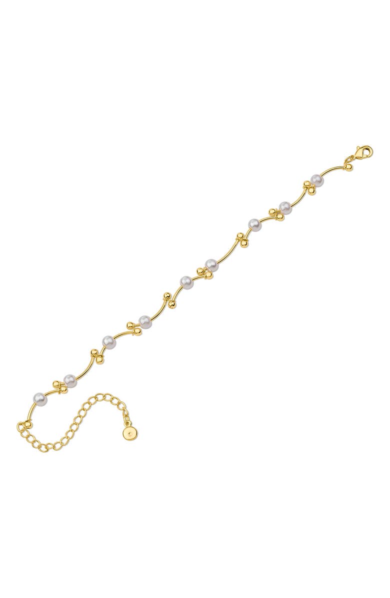 JARDIN Faux Pearl Double Bead Bracelet, Alternate, color, White/ Gold