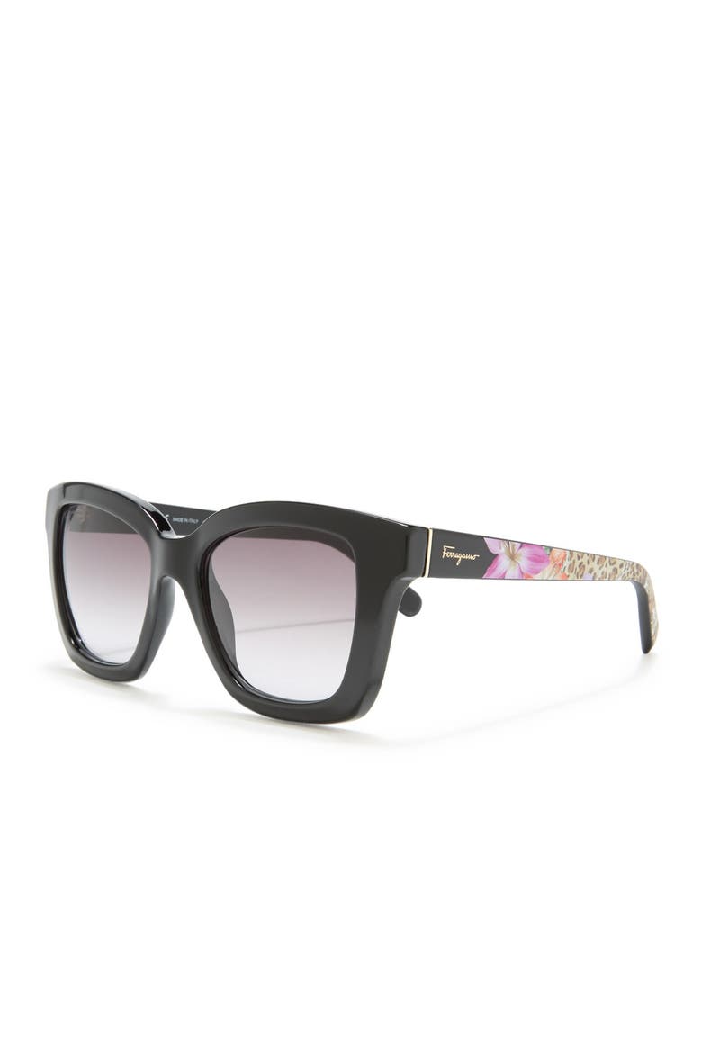 53mm Square Cat Eye Sunglasses, Alternate, color, BLACK