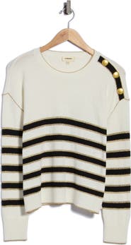 L'AGENCE Bishop Striped Crewneck Sweater