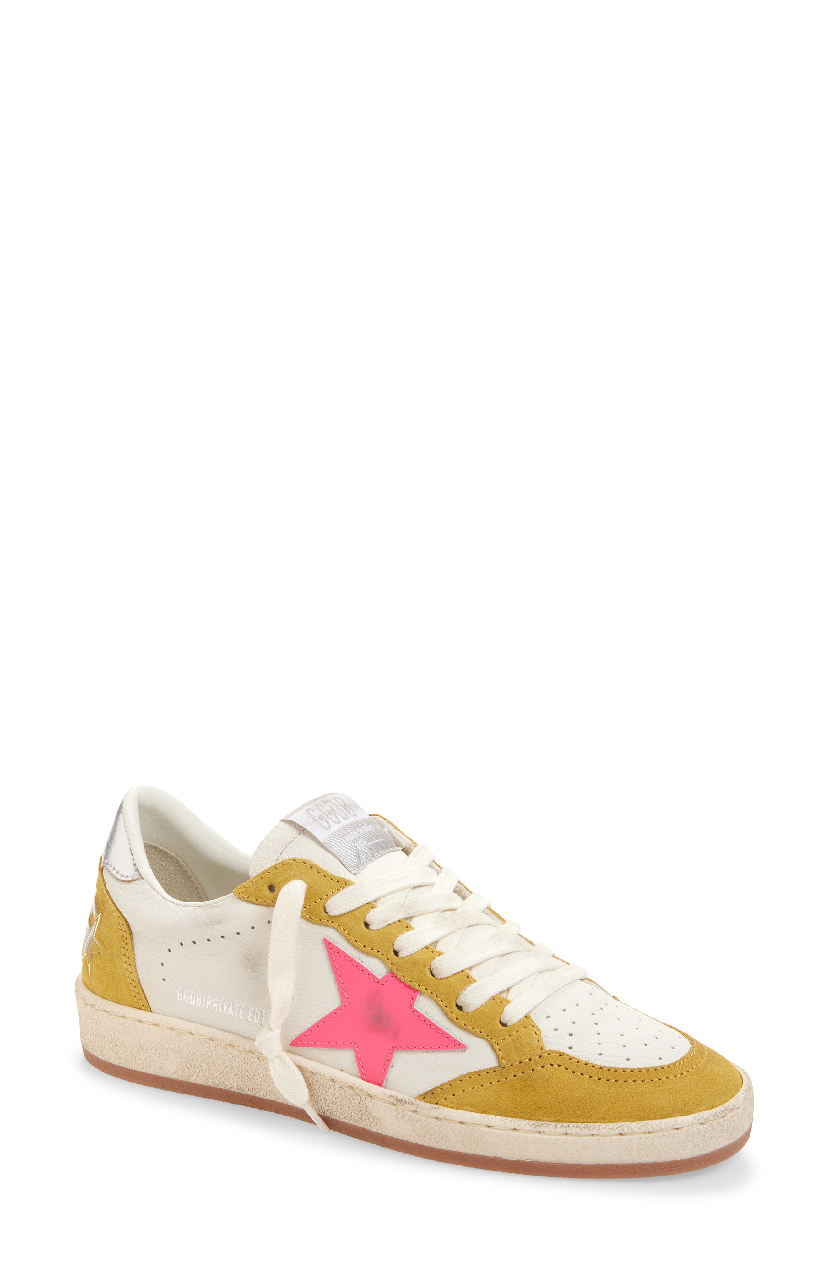 Golden Goose Ball Star Low Top Sneaker, Main, color, White/ Pink/ Honey/ Silver