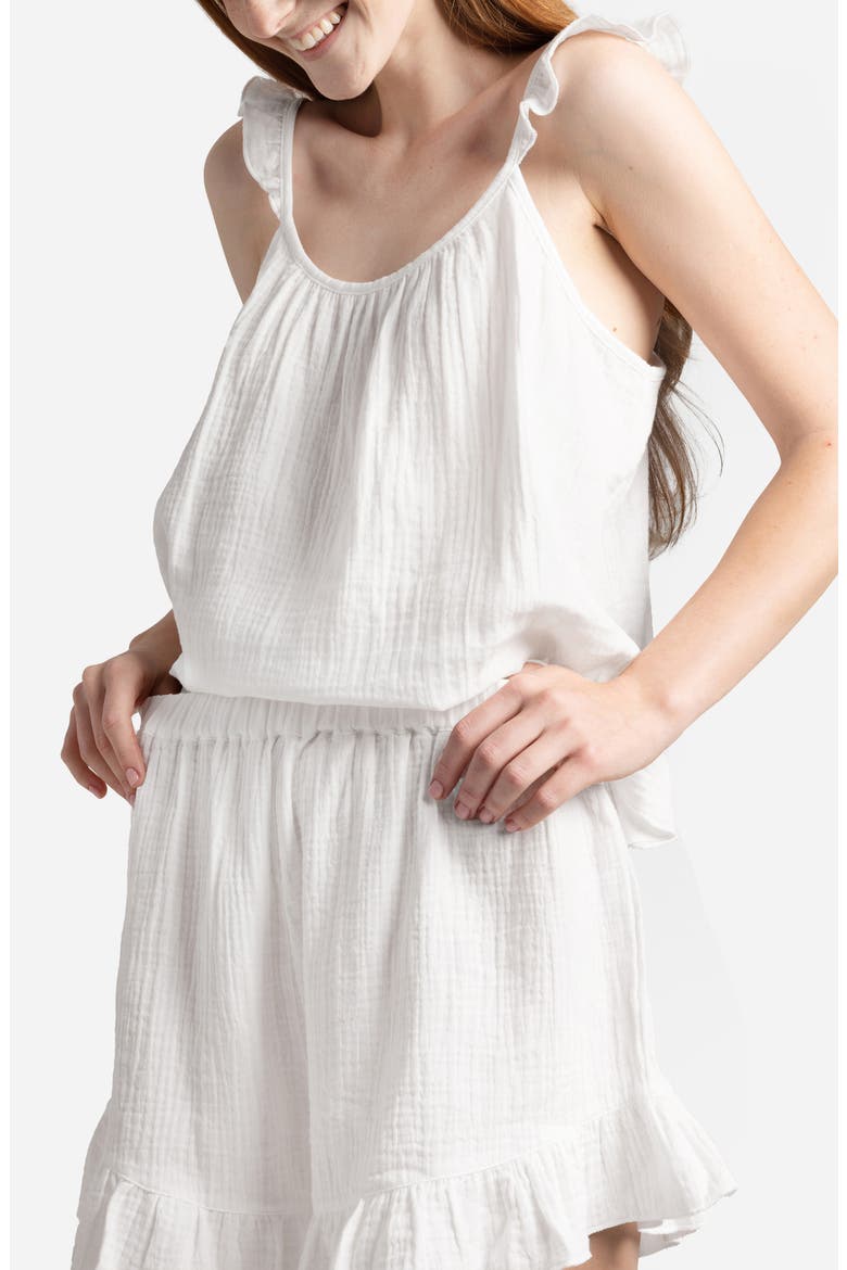 Cotton Gauze Shorts Pajama Set, Alternate, color, OFF WHITE