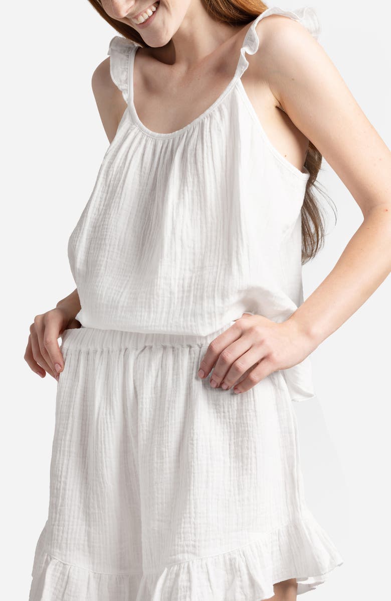 Sunday Citizen Cotton Gauze Shorts Pajama Set, Alternate, color, Off White