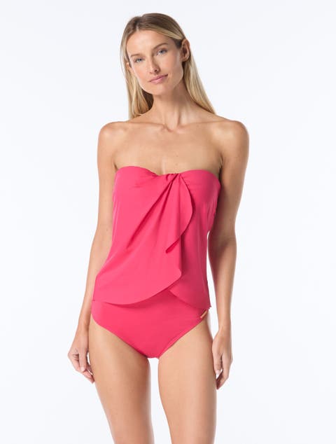 Draped Bandeau Tankini Top