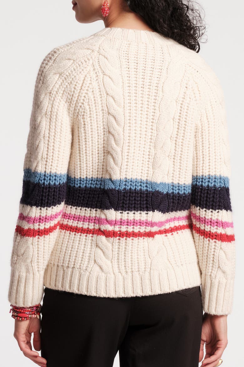 Varsity Stripe Cardigan, Alternate, color, Natural/Multi