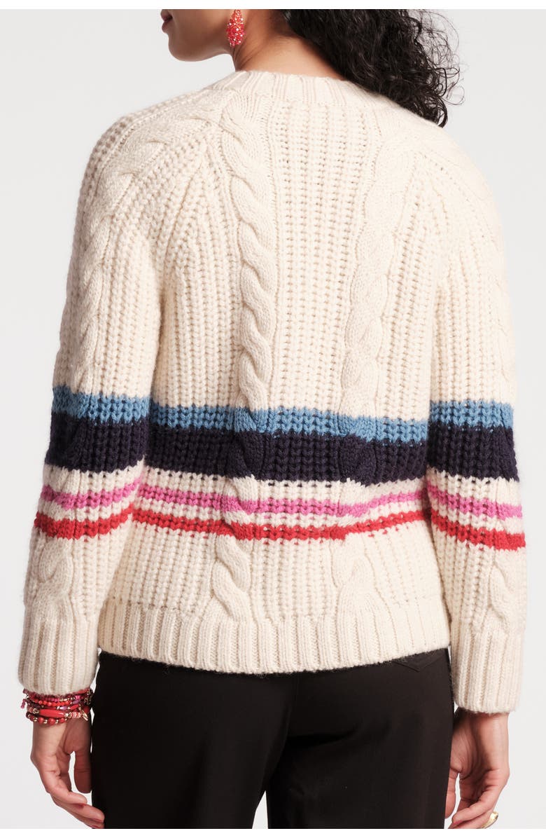 Frances Valentine Varsity Stripe Cardigan, Alternate, color, Natural/Multi