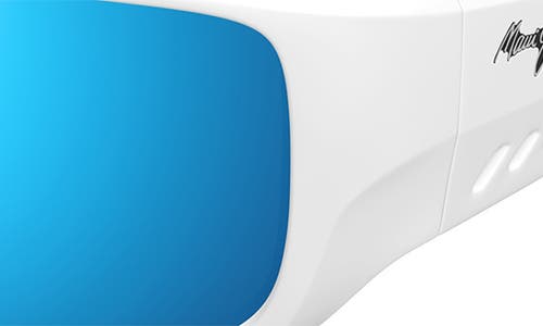 Maui Jim Keha 63mm Oversize Polarized Rectangular Sunglasses In White/blue Hawaii