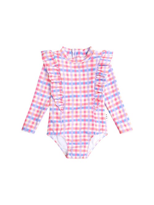 Huxbaby Scandi Frill Swimsuit Rainbow Check In Multi