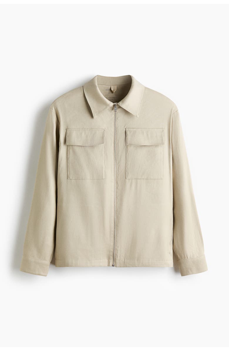 H&M Regular Fit Linen-blend Overshirt, Main, color, Light Beige
