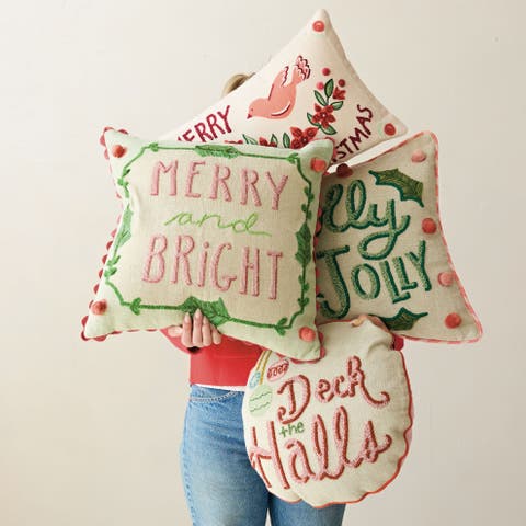Linen Deck The Halls Ornament Pillow