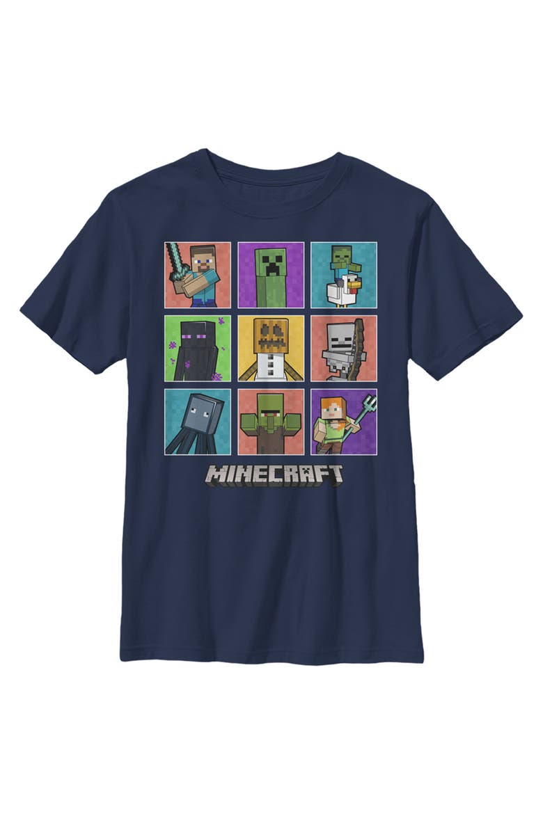 Boy's Minecraft Character Boxes  Graphic T-Shirt, Main, color, Navy Blue