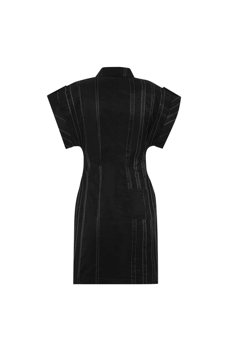 THEO The Label Theia Striped Taffeta Camp Dress, Alternate, color, Black